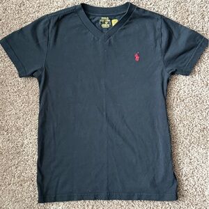 Polo by Ralph Lauren Black V-Neck Short Sleeve Tee with Red Pony